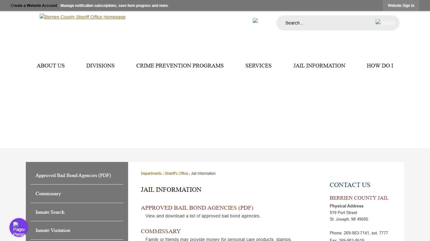 Jail Information | Berrien County, MI