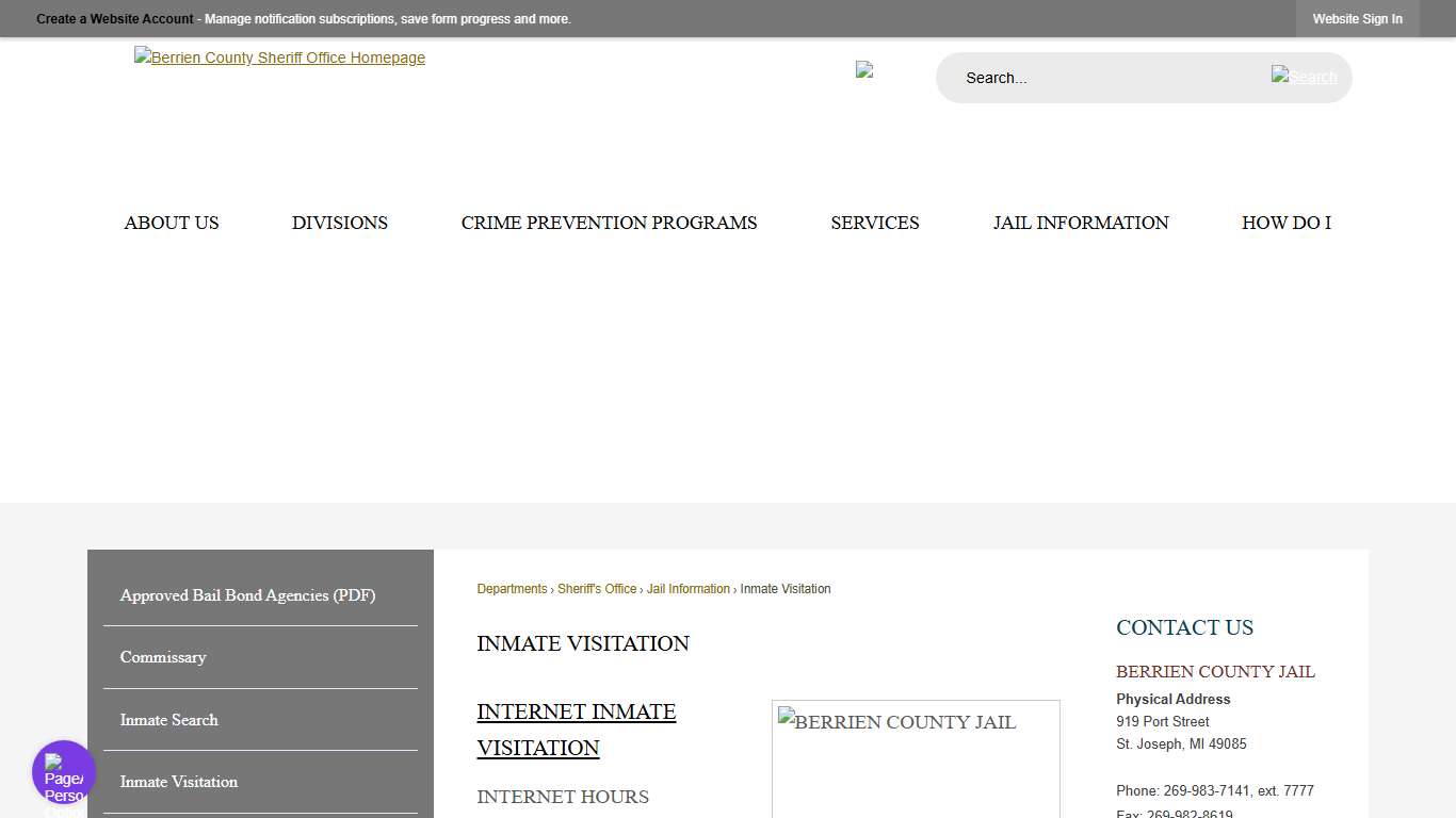 Inmate Visitation | Berrien County, MI